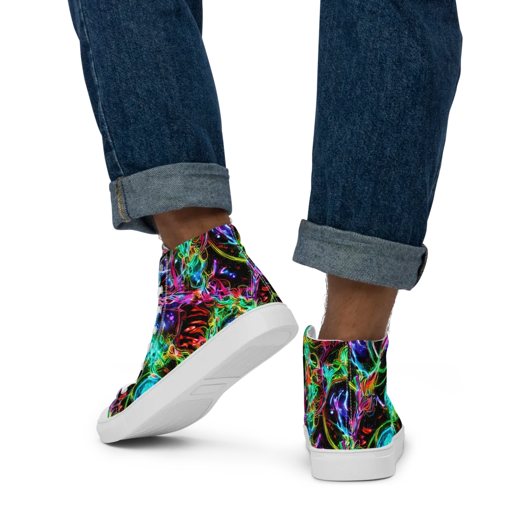 Stellar Pulse on Men's High Top Canvas Shoes — Back