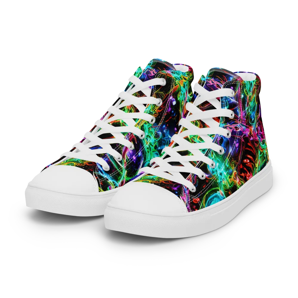 Stellar Pulse on Women's High Top Canvas Shoes — Left Front