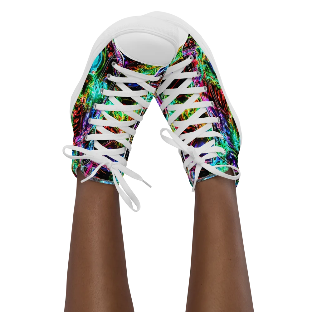 Stellar Pulse on Women's High Top Canvas Shoes — Front