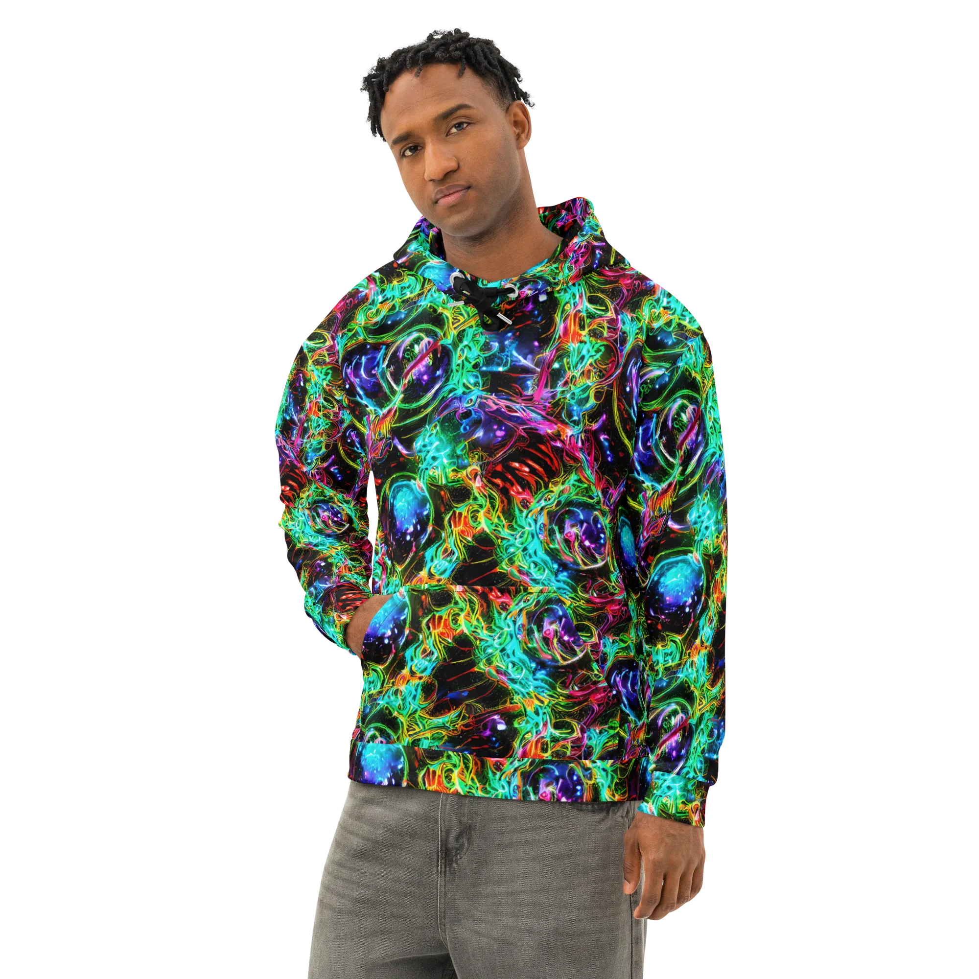 Stellar Pulse on Cotton Hoodie — Left Front