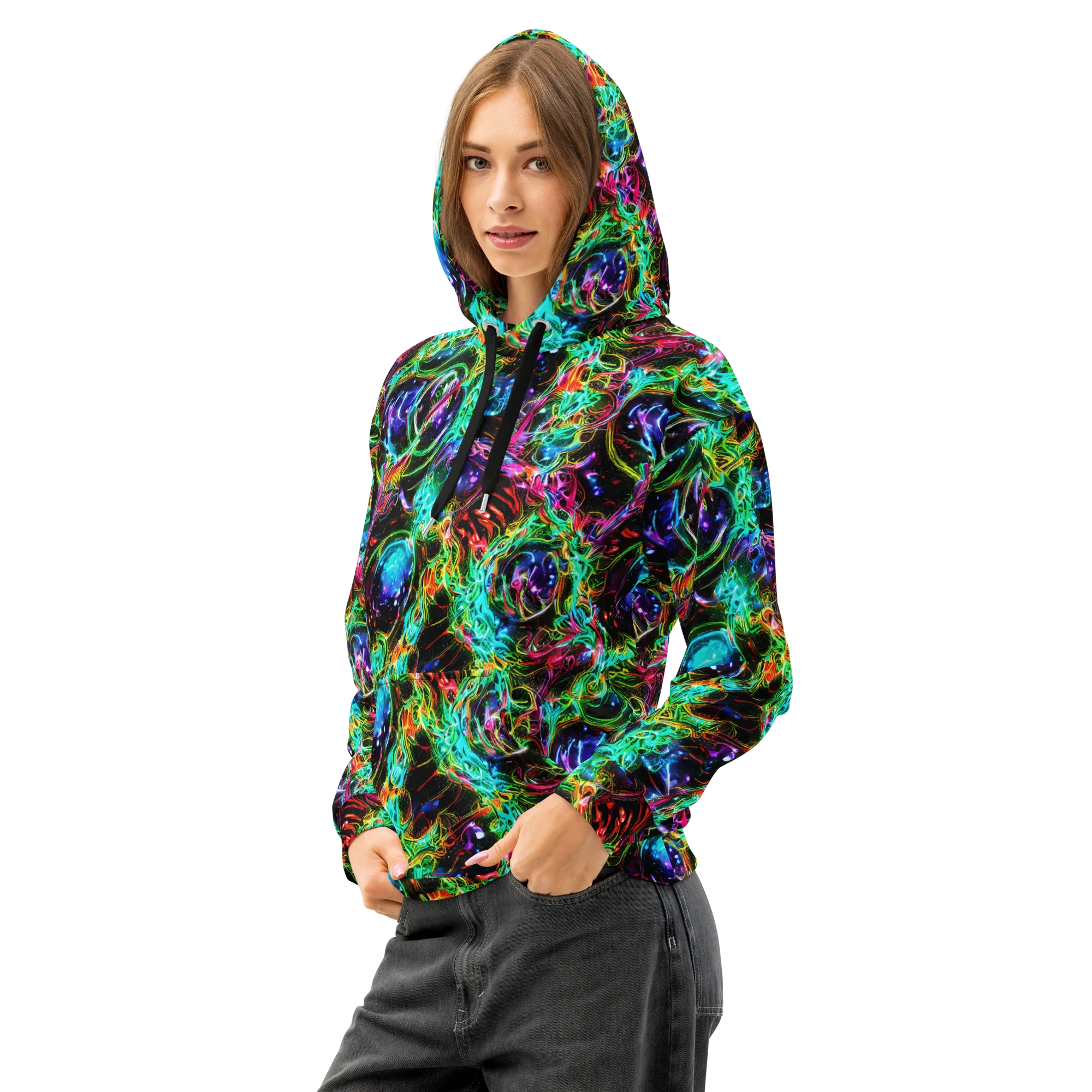 Stellar Pulse on Cotton Hoodie — Left Front