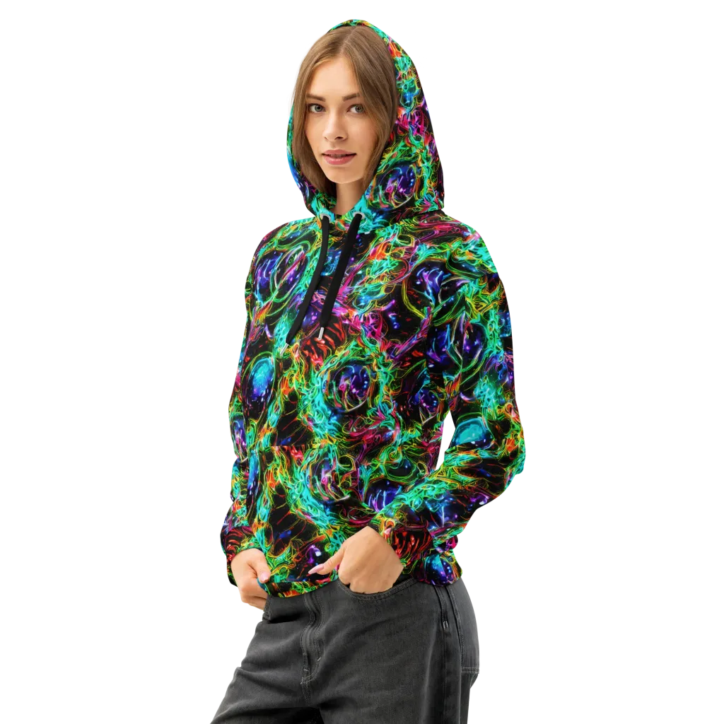 Stellar Pulse on Cotton Hoodie — Left Front