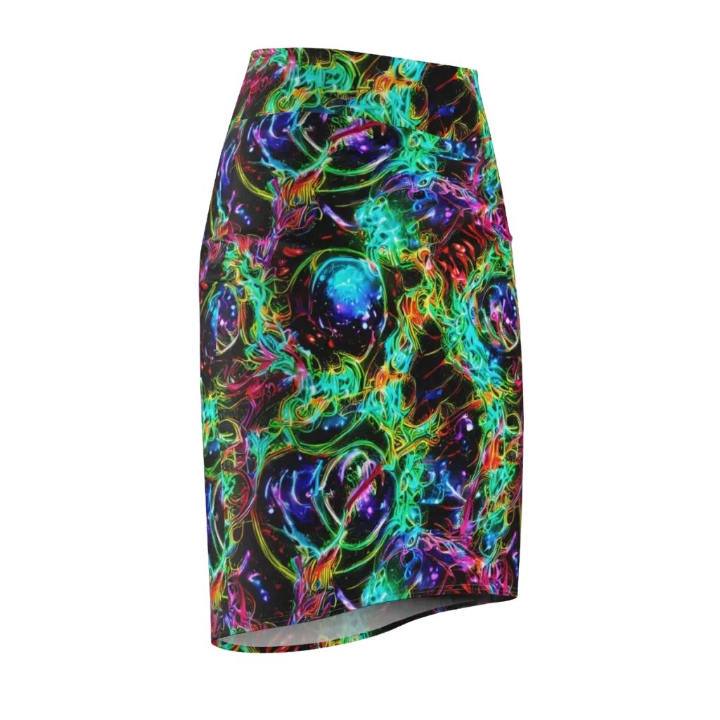 Stellar Pulse on Pencil Skirt — Front Side