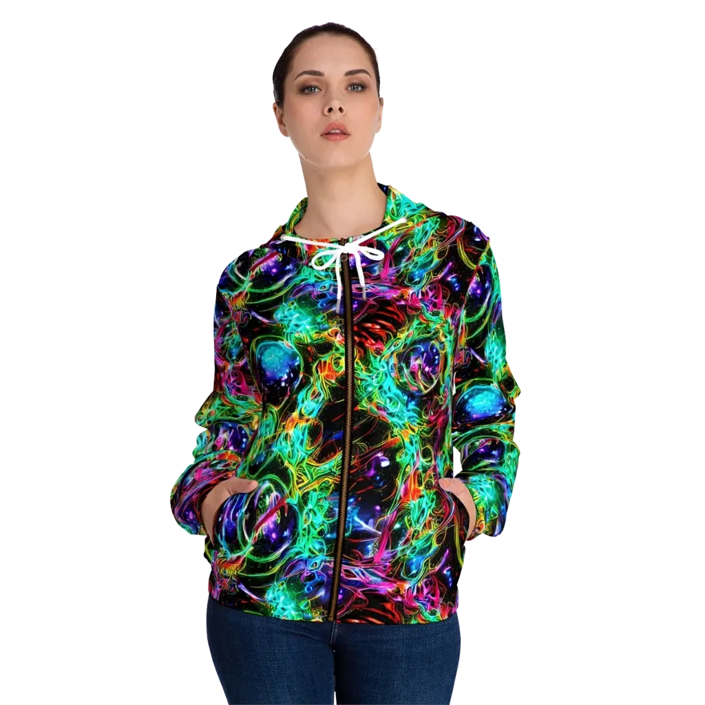 Stellar Pulse on Women's Full-Zip Hoodie — Front On Person