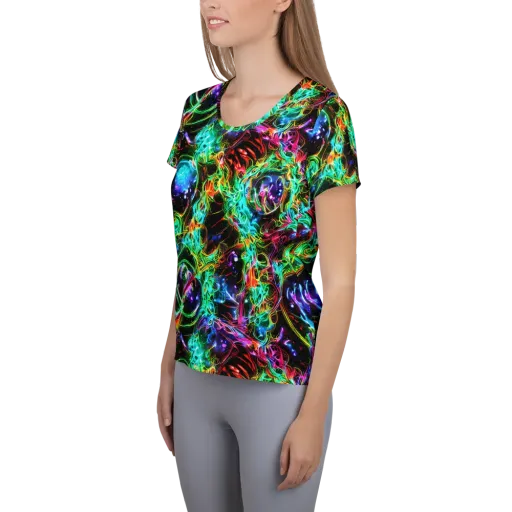Stellar Pulse on a Women's Athletic T-Shirt