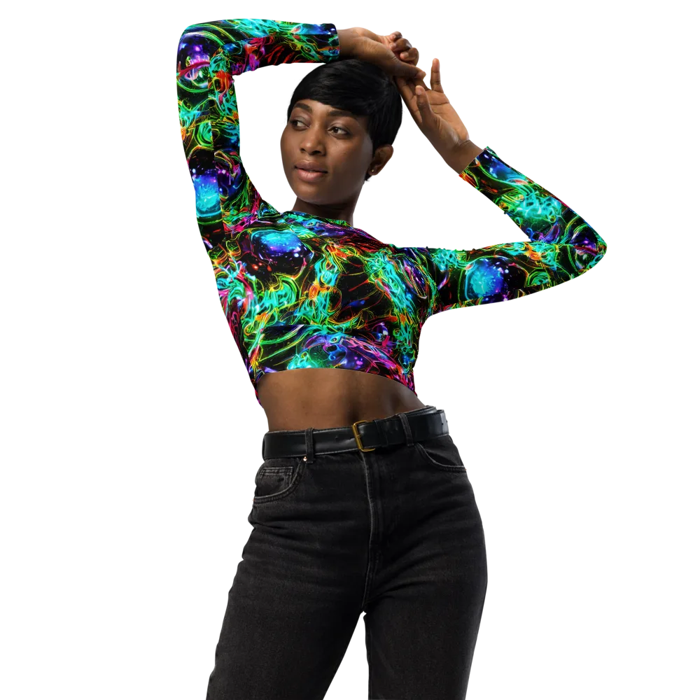 Stellar Pulse on Long Sleeve Crop Top — Front