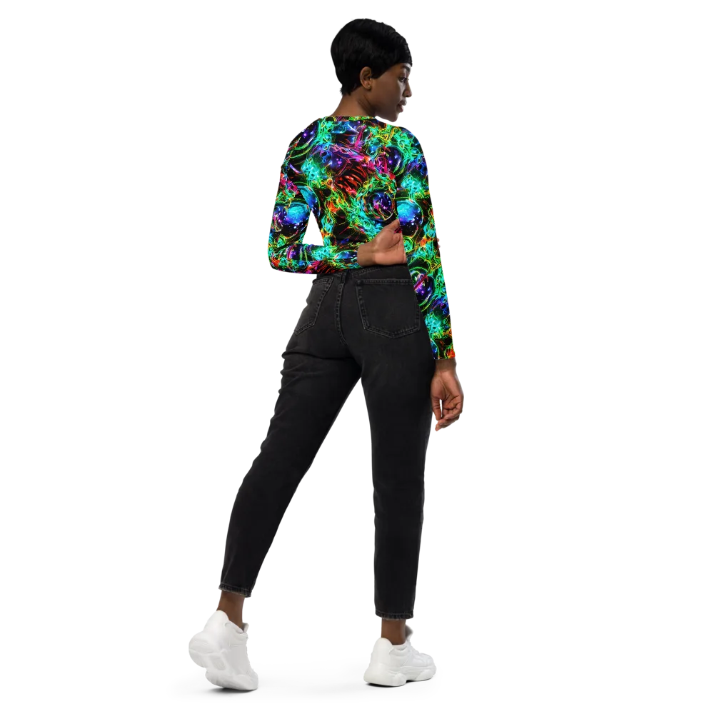 Stellar Pulse on Long Sleeve Crop Top — Right Back