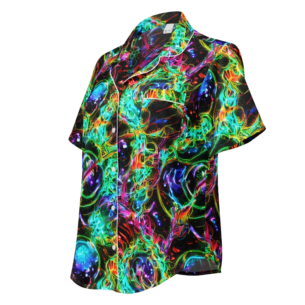 Stellar Pulse on Women's Short Sleeve Pajama Top — Left Front