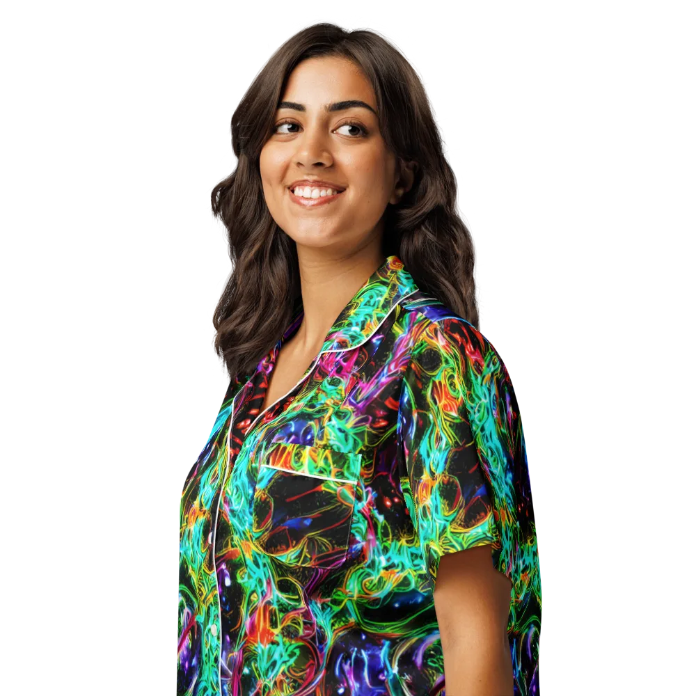 Stellar Pulse on Women's Short Sleeve Pajama Top — Left Front