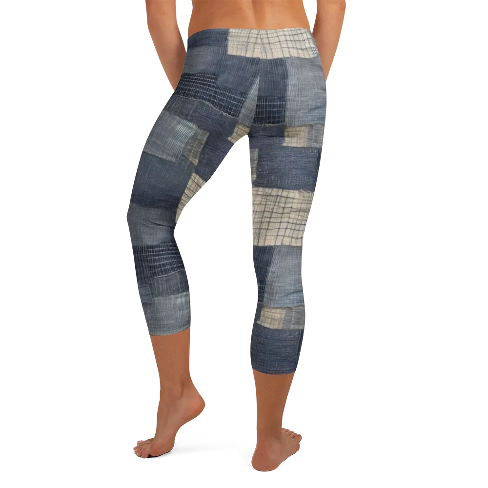 Blue Wabi-sabi on Capri Leggings — Back