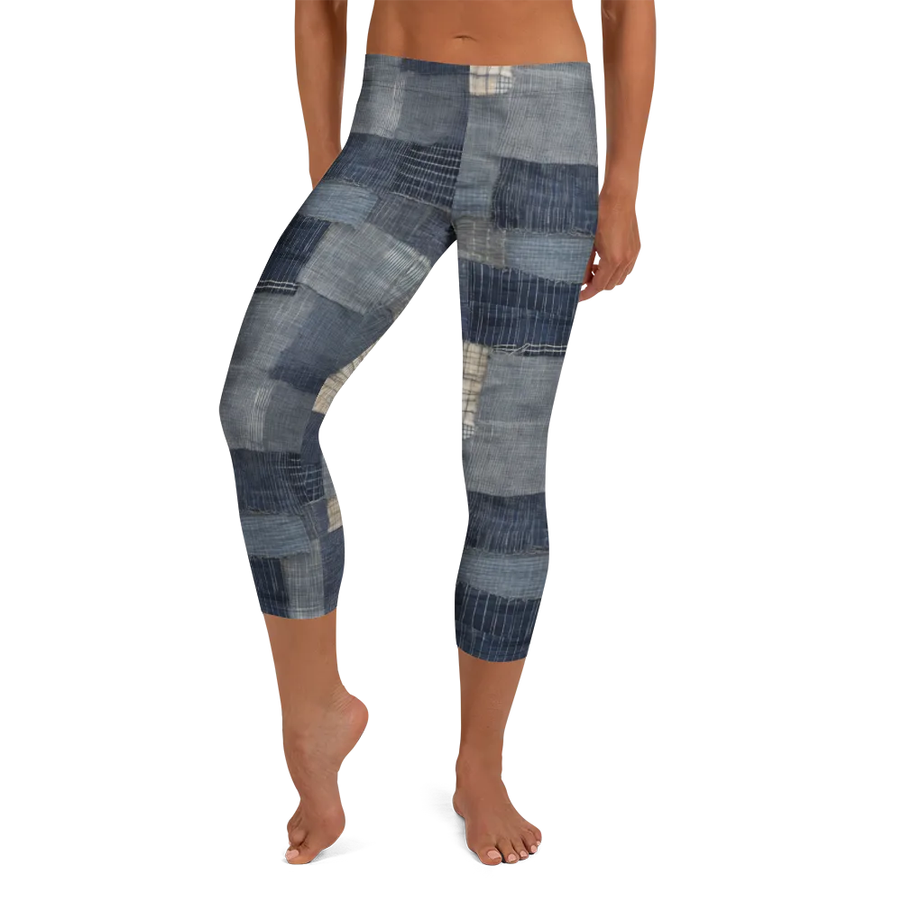 Blue Wabi-sabi on Capri Leggings — Front