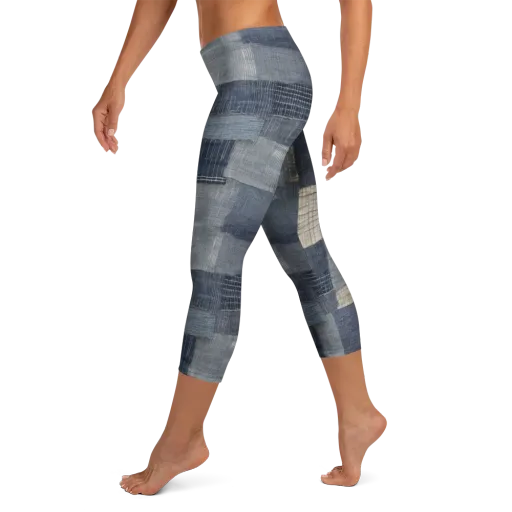 Blue Wabi-sabi on a Capri Leggings