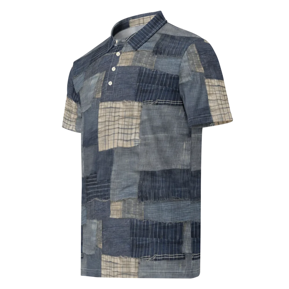 Blue Wabi-sabi on Men's Slim Fit Polo Shirt — Left Front