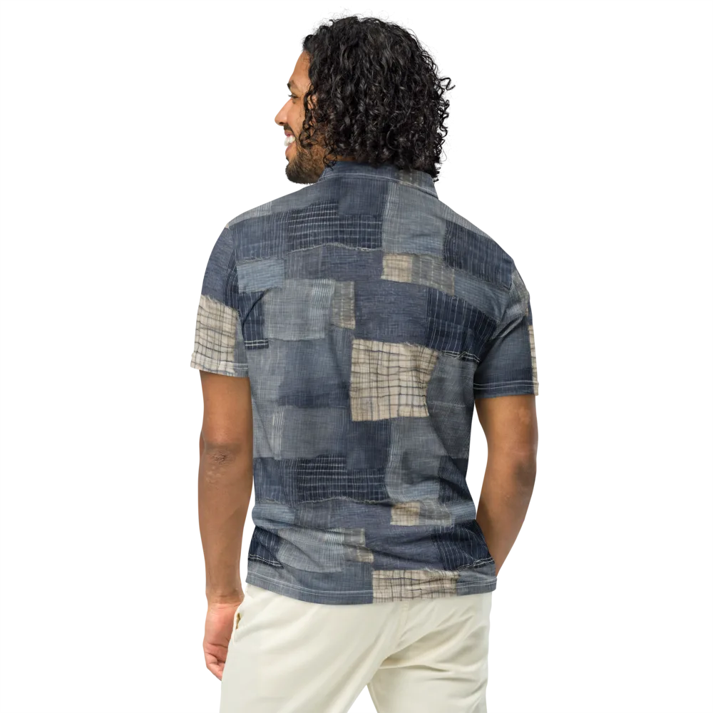 Blue Wabi-sabi on Men's Slim Fit Polo Shirt — Back