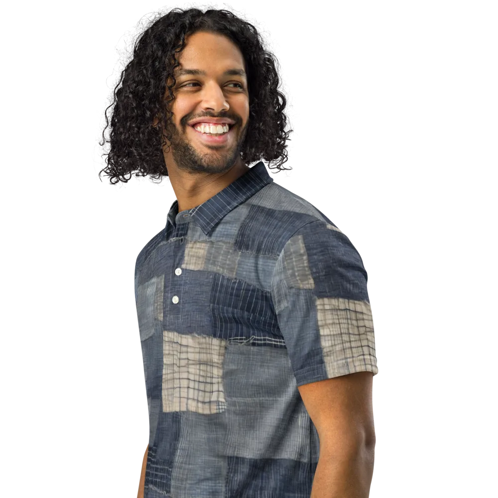 Blue Wabi-sabi on Men's Slim Fit Polo Shirt — Left Front