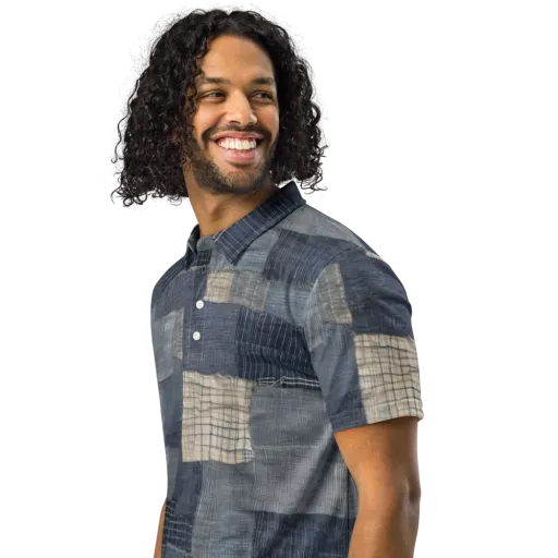 Blue Wabi-sabi on a Men's Slim Fit Polo Shirt