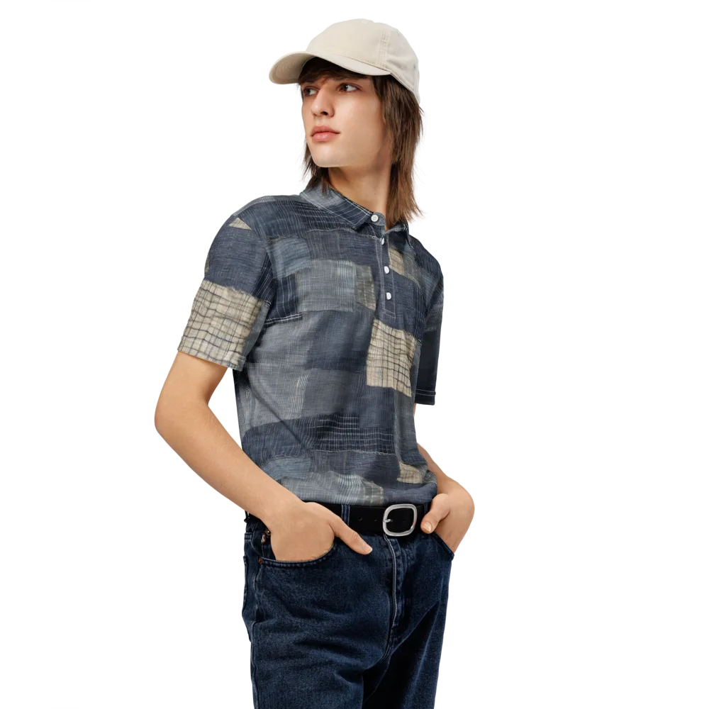 Blue Wabi-sabi on Men's Slim Fit Polo Shirt — Right Front