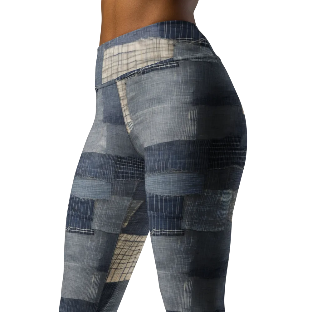 Blue Wabi-sabi on Yoga Leggings — Left Front