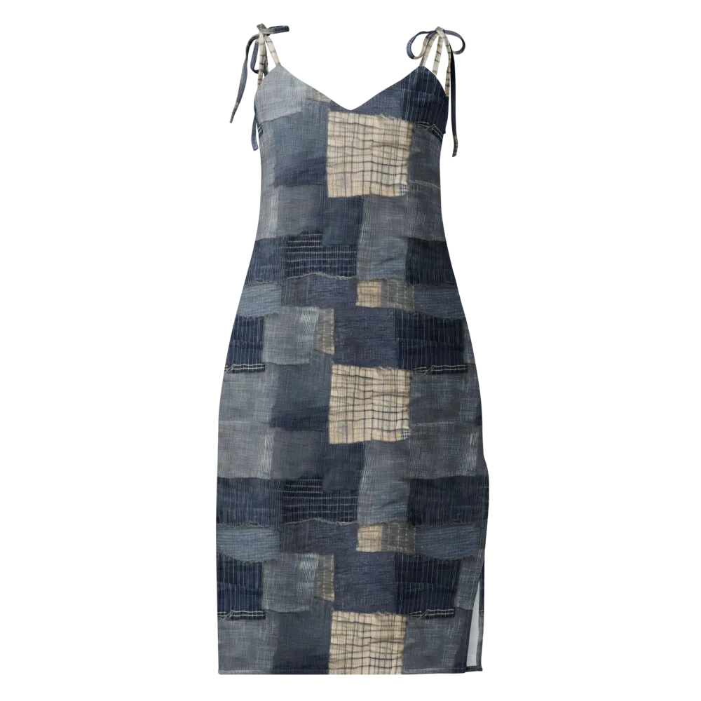 Blue Wabi-sabi on Slip Dress — Front