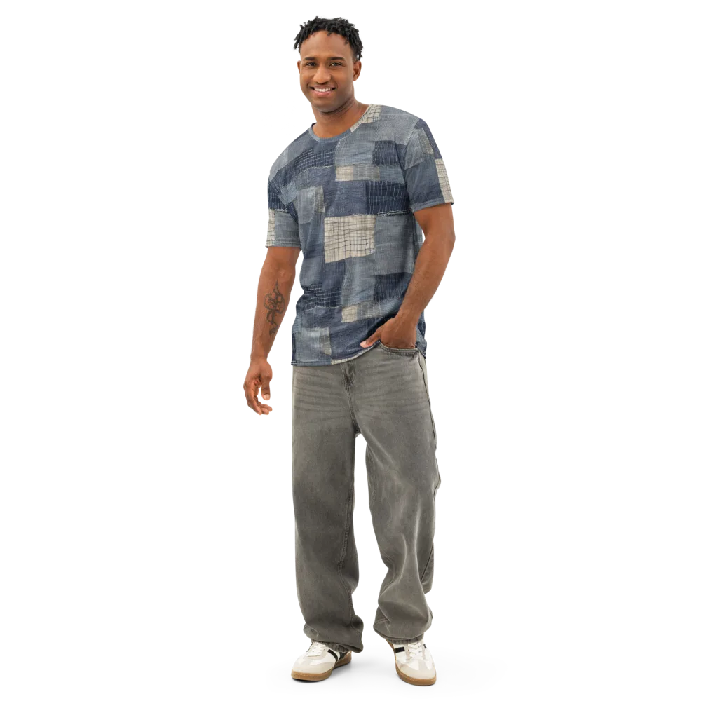 Blue Wabi-sabi on Men's Cotton Crew Neck T-Shirt — Front