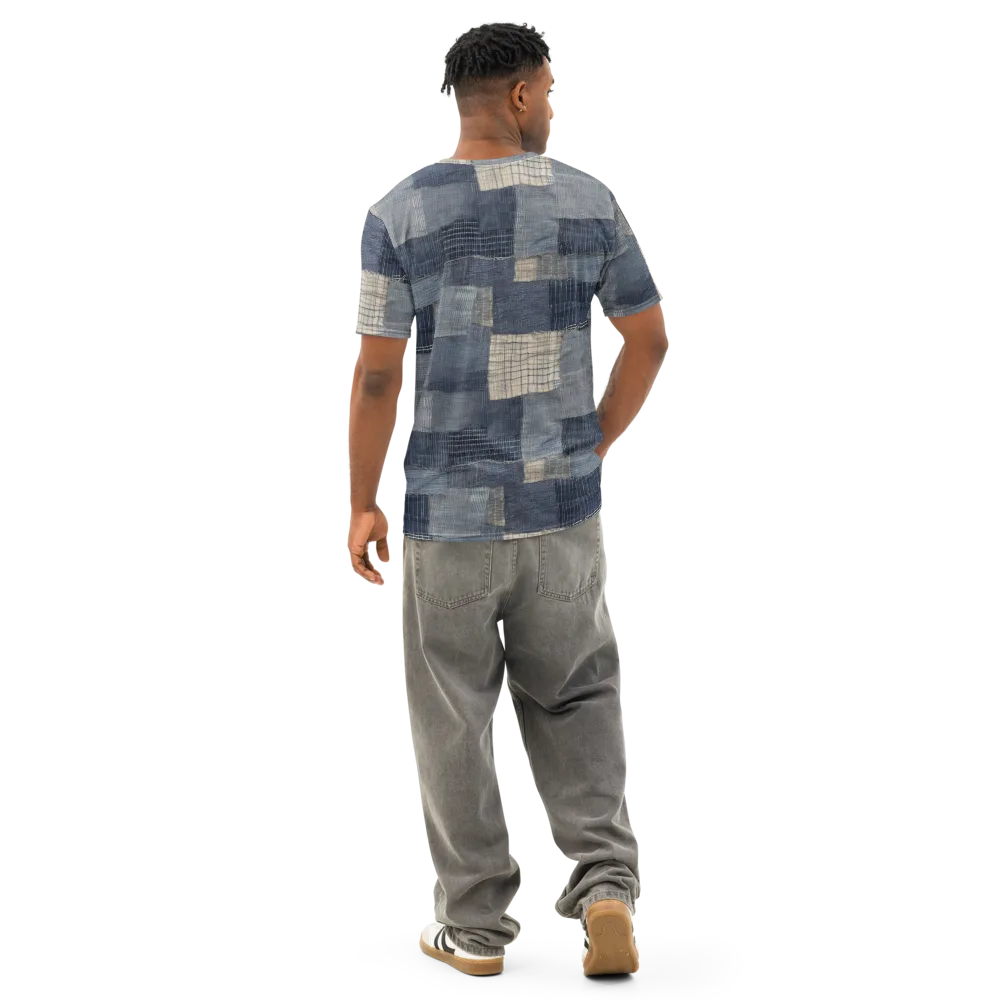 Blue Wabi-sabi on Men's Cotton Crew Neck T-Shirt — Back