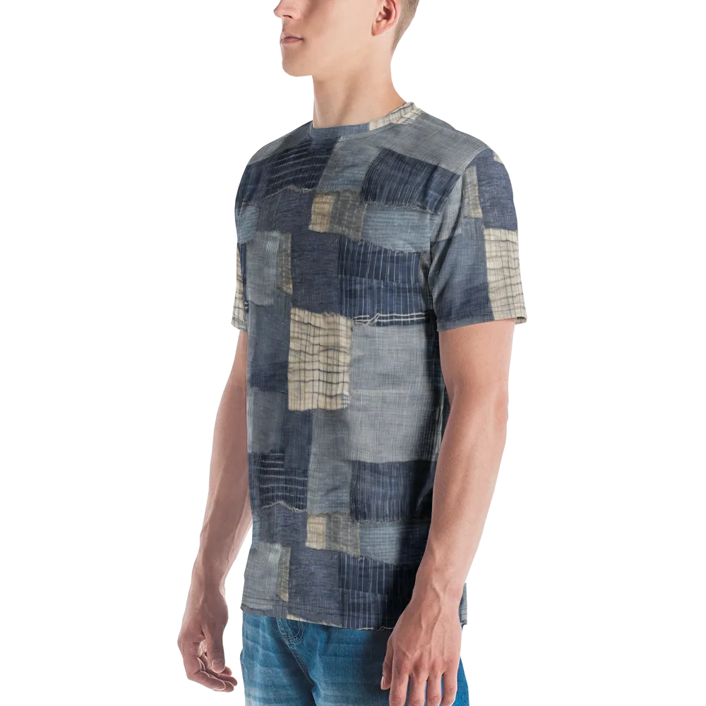 Blue Wabi-sabi on Men's Crew Neck T-Shirt — Left