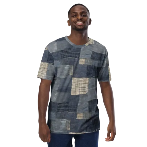 Blue Wabi-sabi on a Men's Crew Neck T-Shirt