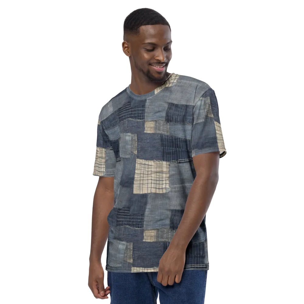 Blue Wabi-sabi on Men's Crew Neck T-Shirt — Left