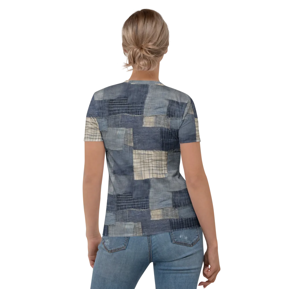 Blue Wabi-sabi on Women's Crew Neck T-Shirt — Back