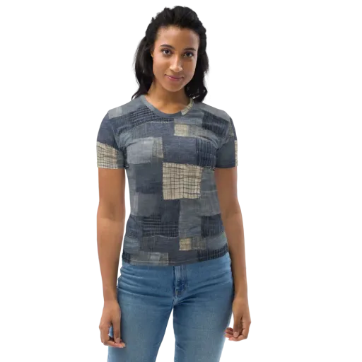 Blue Wabi-sabi on a Women's Crew Neck T-Shirt