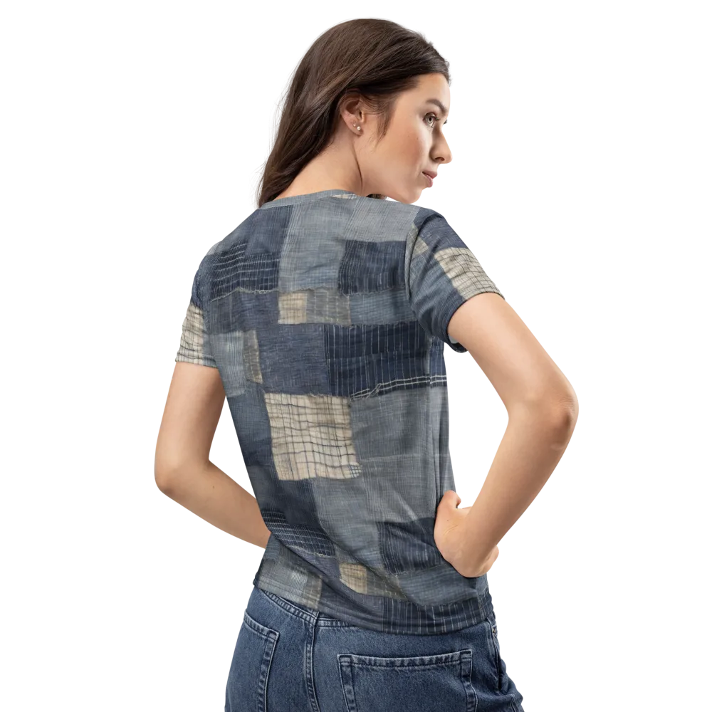Blue Wabi-sabi on Women's Crew Neck T-Shirt — Back