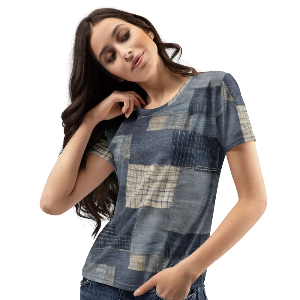 Blue Wabi-sabi on Women's Crew Neck T-Shirt — Left Front