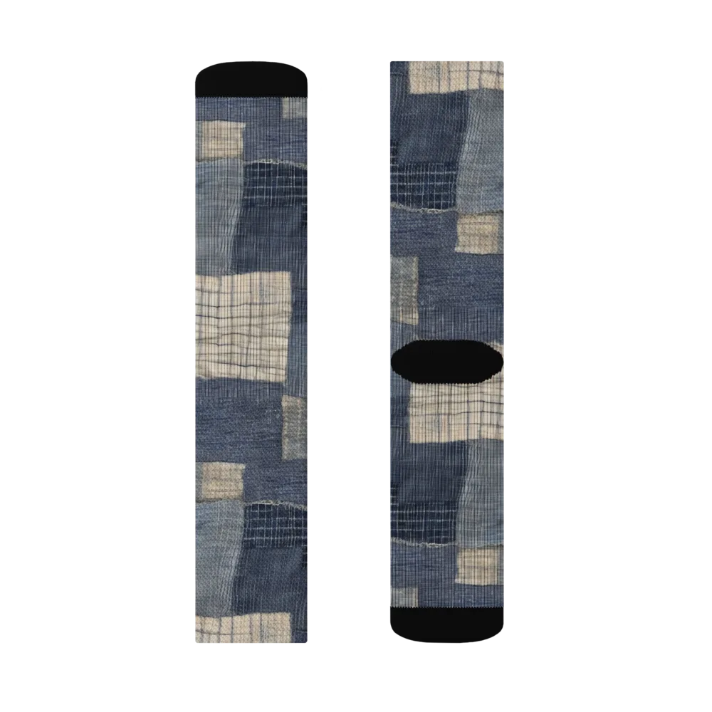 Blue Wabi-sabi on Socks — Right Sock