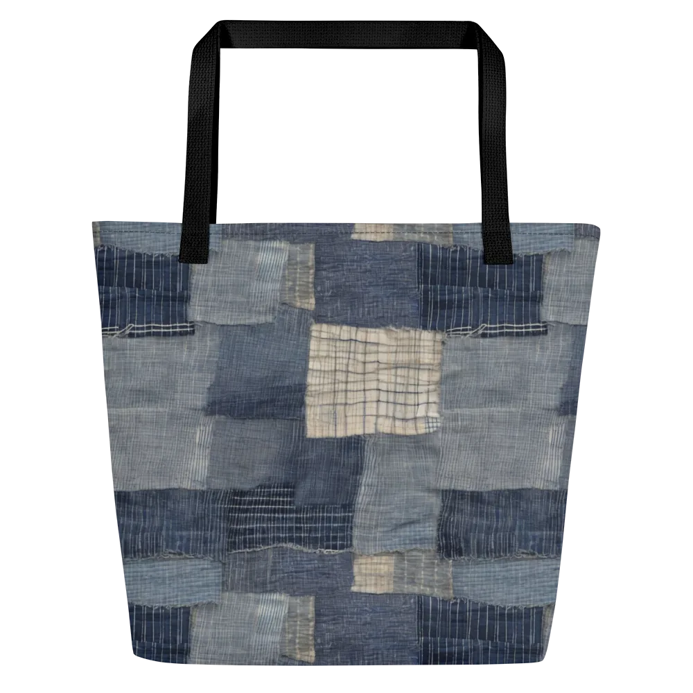 Blue Wabi-sabi on Large Tote Bag W/ Pocket — Front