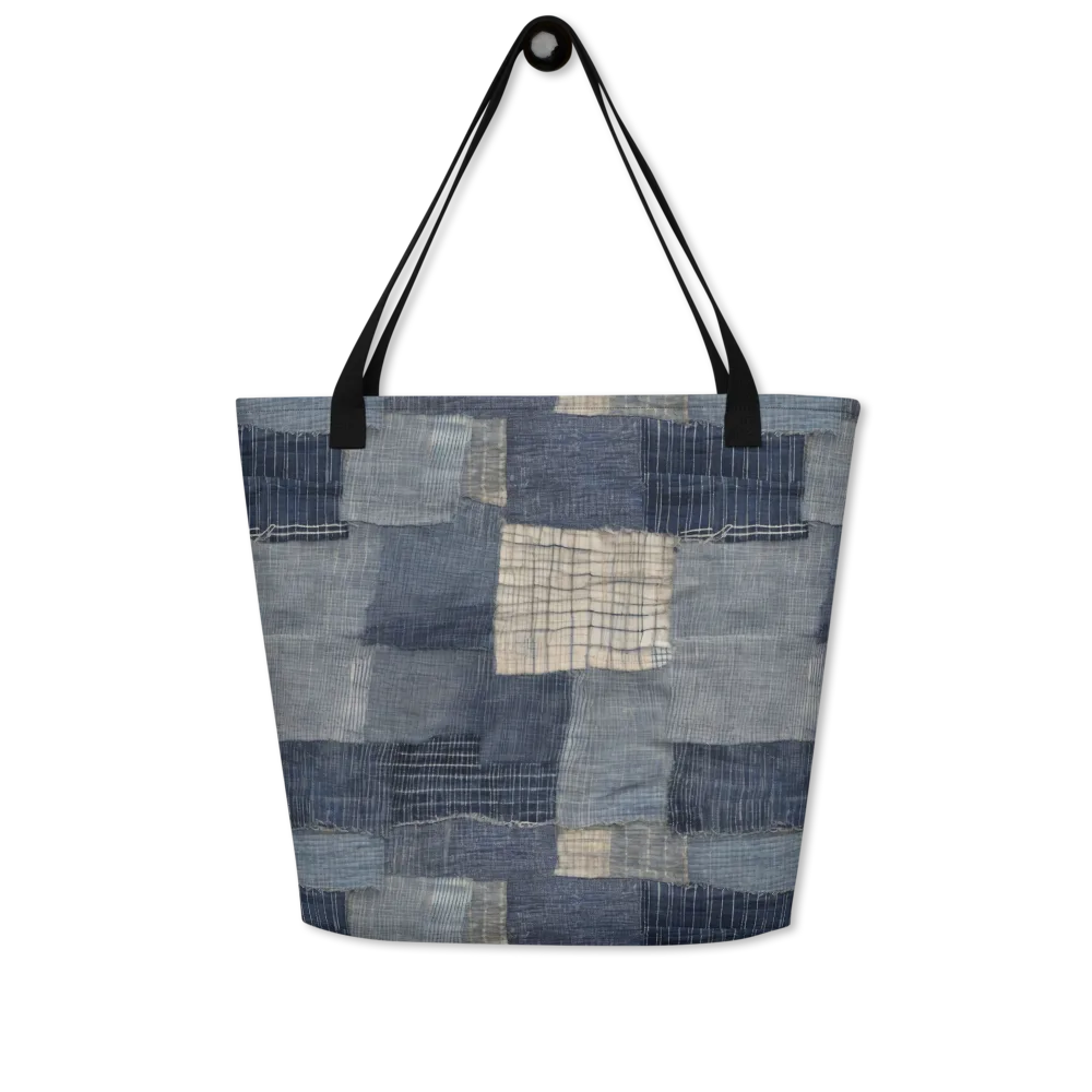 Blue Wabi-sabi on Large Tote Bag W/ Pocket — Front