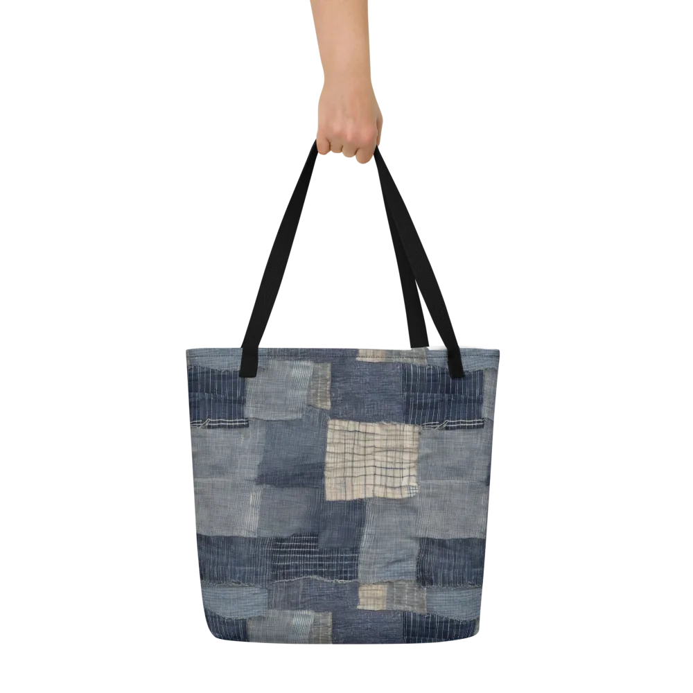 Blue Wabi-sabi on Large Tote Bag W/ Pocket — Front