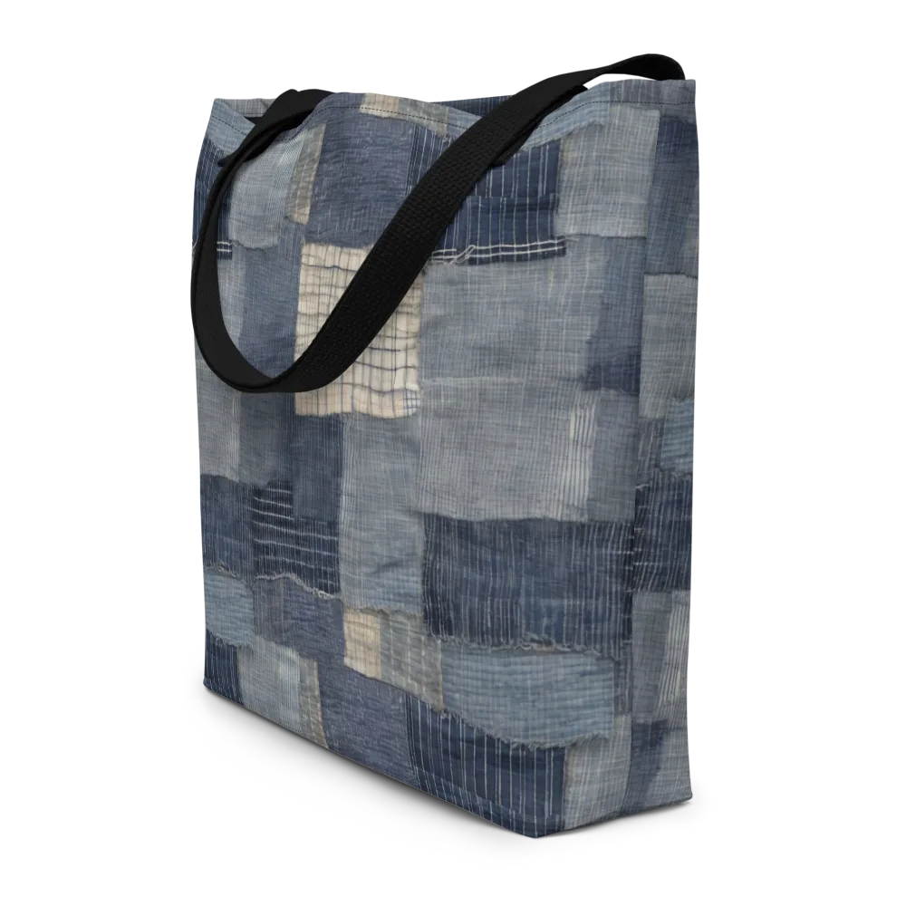 Blue Wabi-sabi on Large Tote Bag W/ Pocket — Front