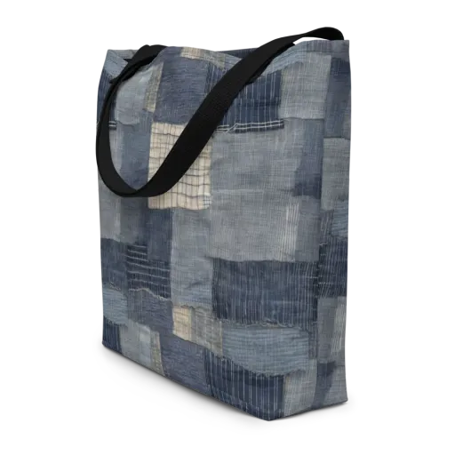 Blue Wabi-sabi on a Large Tote Bag W/ Pocket