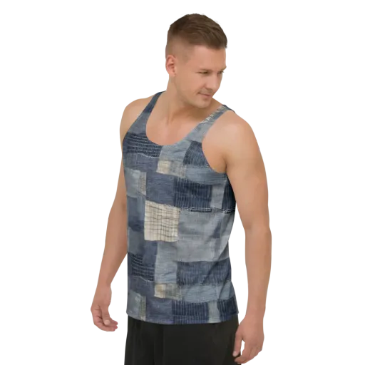 Blue Wabi-sabi on a Men's Tank Top