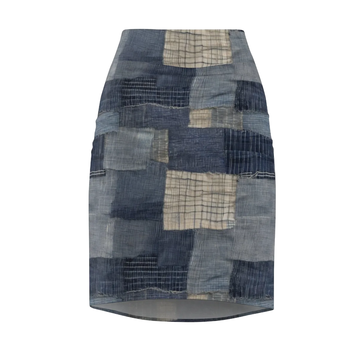 Blue Wabi-sabi on Pencil Skirt — Front