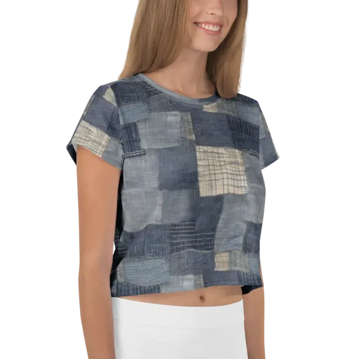 Blue Wabi-sabi on a Crop Tee