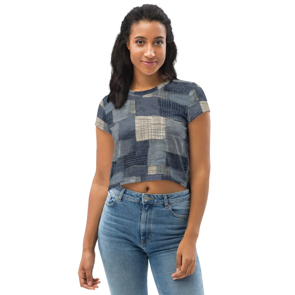 Blue Wabi-sabi on Crop Tee — Front
