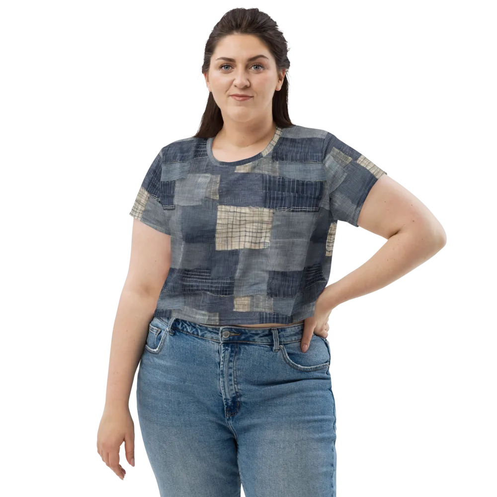 Blue Wabi-sabi on Crop Tee — Front