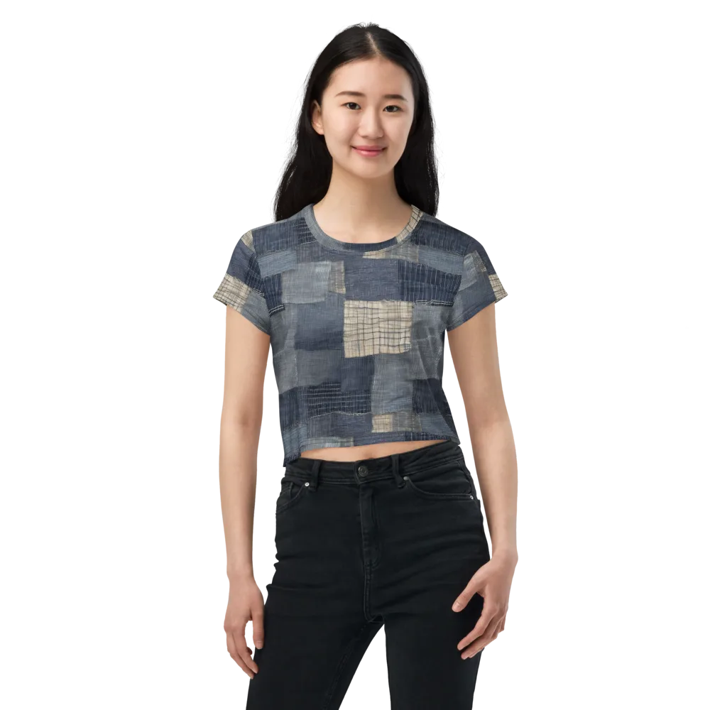 Blue Wabi-sabi on Crop Tee — Front