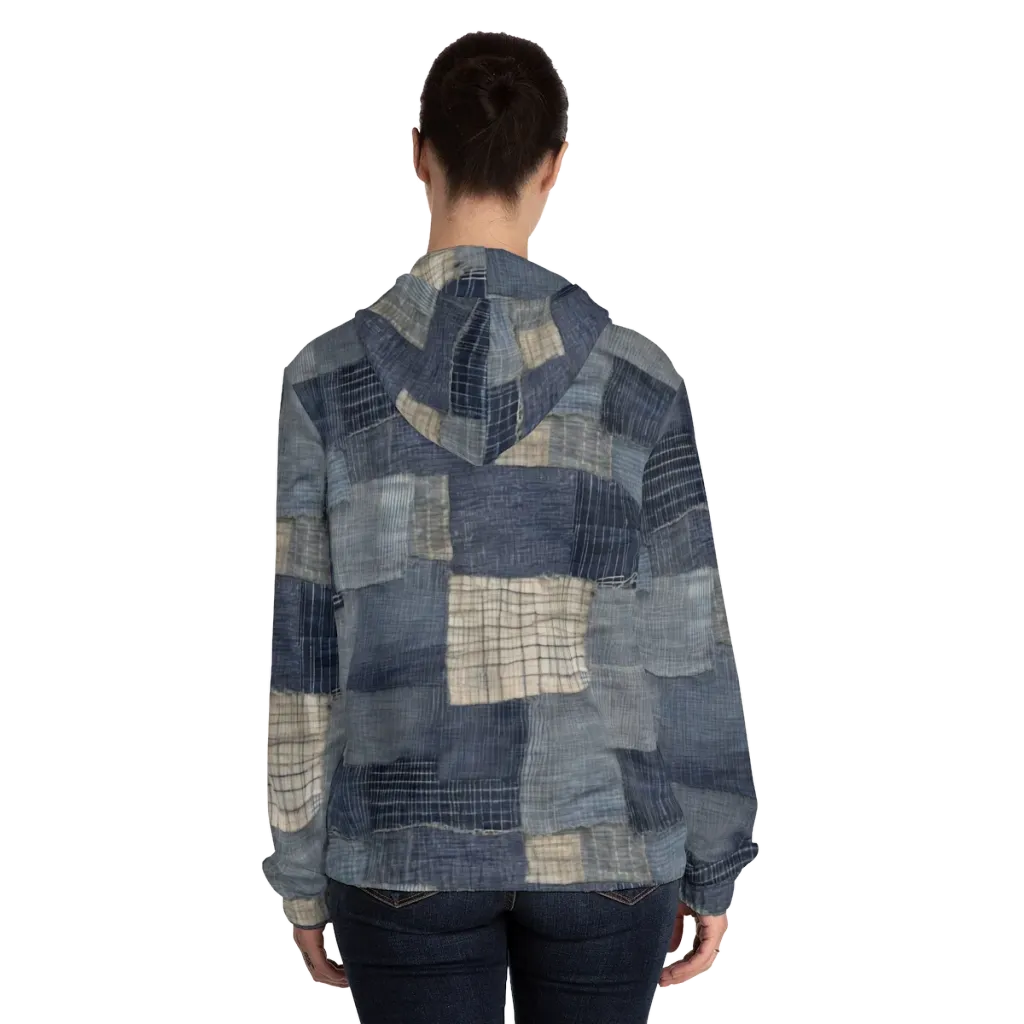 Blue Wabi-sabi on Women's Full-Zip Hoodie — Back On Person