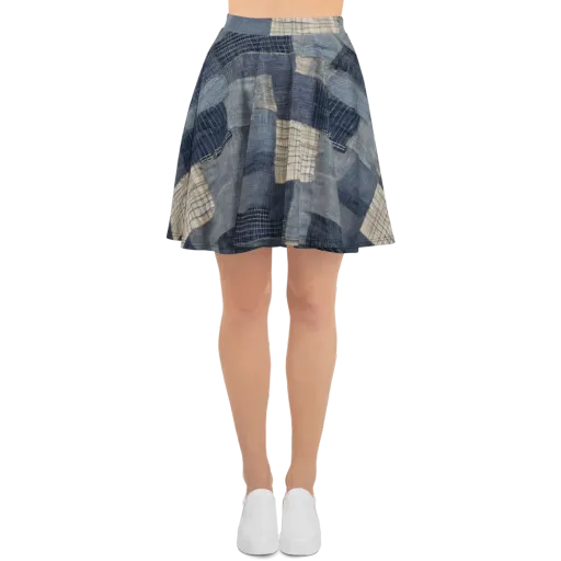 Blue Wabi-sabi on a Skater Skirt