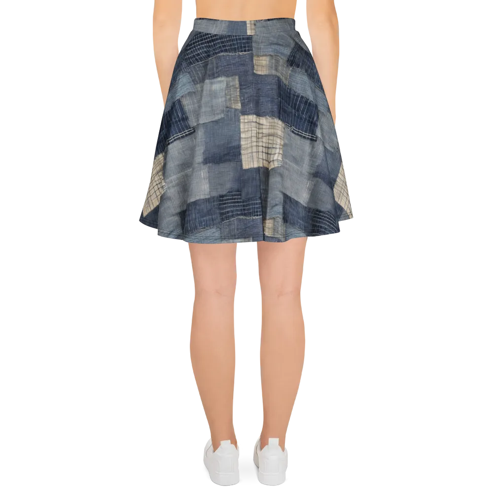 Blue Wabi-sabi on Skater Skirt — Back