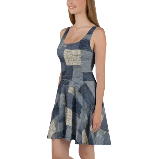Blue Wabi-sabi on a Skater Dress