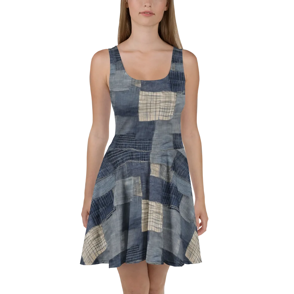 Blue Wabi-sabi on Skater Dress — Front
