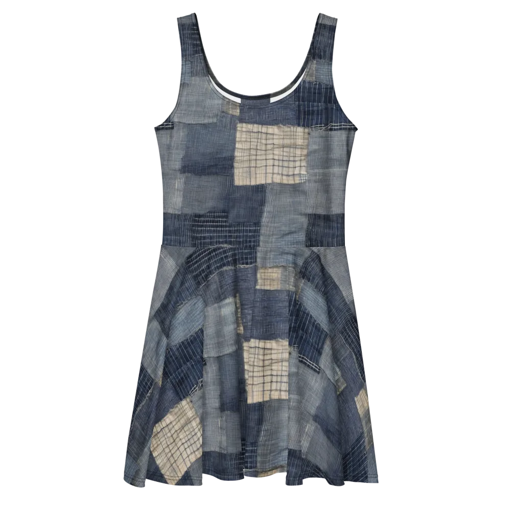 Blue Wabi-sabi on Skater Dress — Front